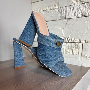 Slip-on Indigo Denim Heels - 4 inch